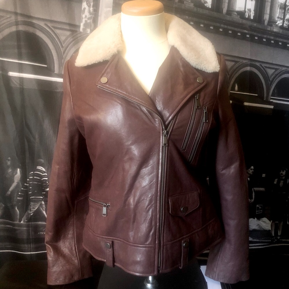 Leather Moto W Detachable Fur